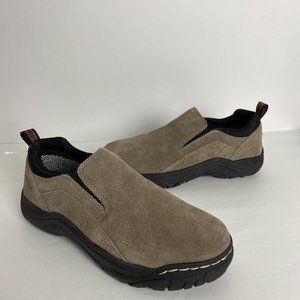 KHOMBU Liam Mens Memory Foam Slip On Water Resistant Shoes Brown Suede